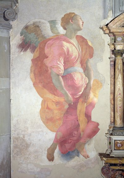 The Visitation (detail of an angel to the left of the altar) by Jacopo Pontormo